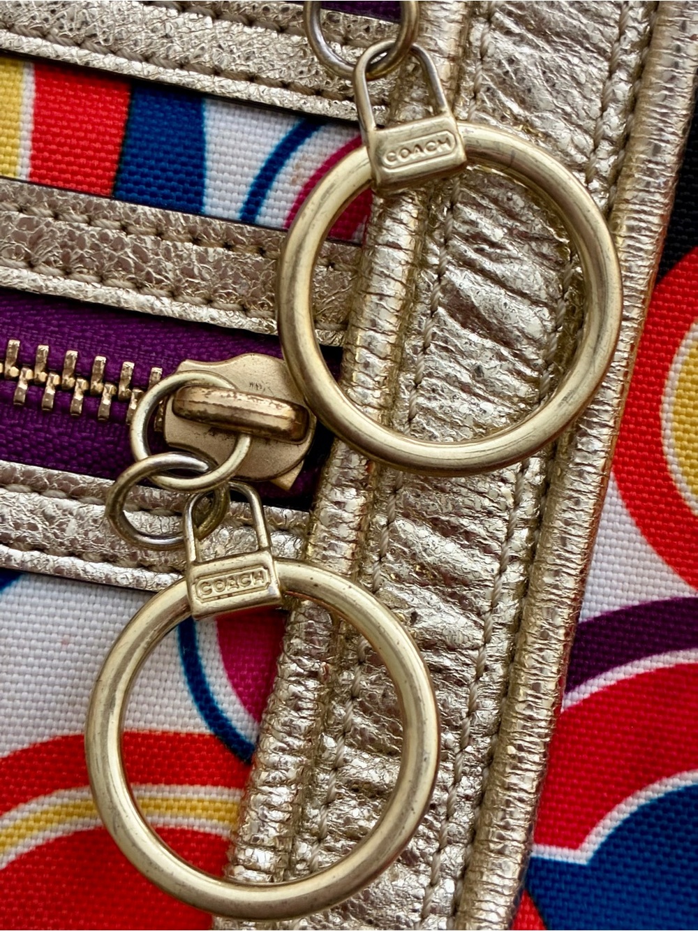 ‘09 Coach Multicolor Signature Print Tote with Gold Trim - Picture 8 of 14